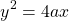 \[y^{2}=4 a x\]